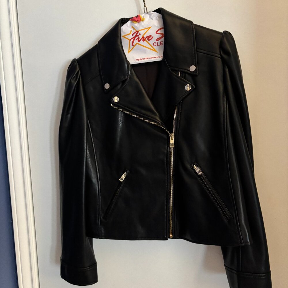 Black vegan moto jacket from Chicos
